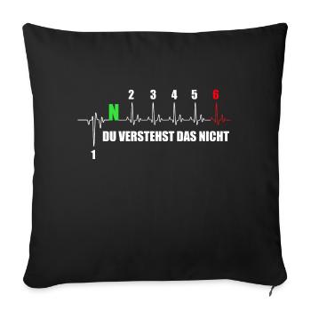 Motorcycle Heartbeat Du Verstehst Das Nicht - Sofakissenbezug 45 x 45 cm - Schwarz - Vorne