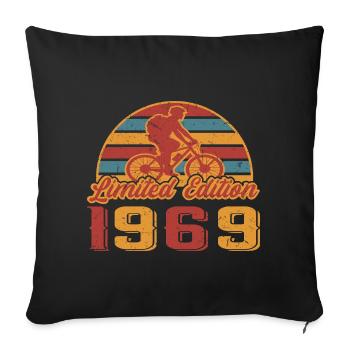 Bicycle Cyclist Bike Birthday Year of construction 1969 - Sofa pillowcase 17,3'' x 17,3'' (45 x 45 cm) - black - Front