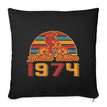 Bicycle Cyclist Bike 1974 Birthday Year of construction - Sofa pillowcase 17,3'' x 17,3'' (45 x 45 cm) - black - Front