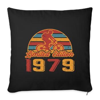 Vélo VTT Cycliste Anniversaire 1979 - Housse de coussin décorative 45 x 45 cm - noir - Devant