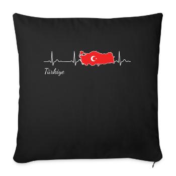 Türkiye Herzschlag Ich liebe Türkei Flagge - Sofakissenbezug 45 x 45 cm - Schwarz - Vorne