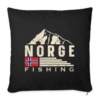 Norvège Pêche à la ligne Pêche - Housse de coussin décorative 45 x 45 cm - noir - Devant