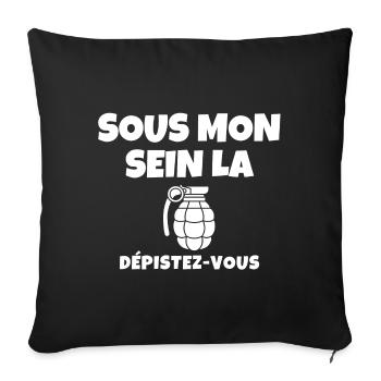 cancer, cancer du sein, octobre rose - Housse de coussin décorative 45 x 45 cm - noir - Devant