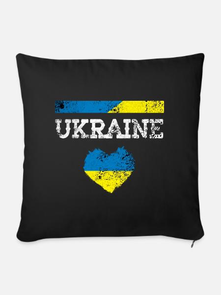 Ukraine - Sofakissenbezug 45 x 45 cm - Schwarz