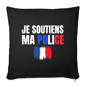police, policier, gendarme - Housse de coussin décorative 45 x 45 cm - noir - Devant