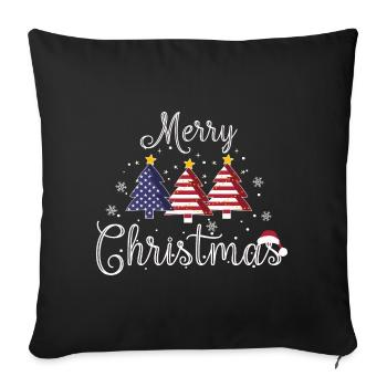 Merry Christmas Weihnachtsbäume USA Flagge Amerika - Sofakissenbezug 45 x 45 cm - Schwarz - Vorne