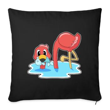 Poisson flamant rose - Housse de coussin décorative 45 x 45 cm - noir - Devant