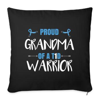 Proud Grandma Of A T1D Warrior - Sofa pillowcase 17,3'' x 17,3'' (45 x 45 cm) - black - Front