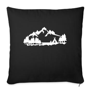 Camping in the forest in the mountains -Silhouette isolier - Sofa pillowcase 17,3'' x 17,3'' (45 x 45 cm) - black - Front