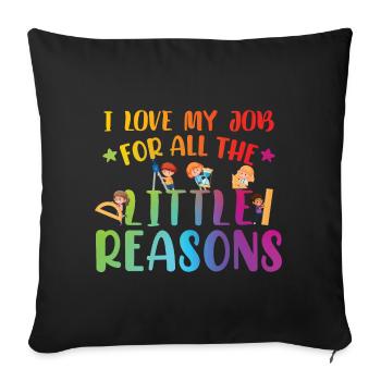 Enseignante de maternelle au primaire - Housse de coussin décorative 45 x 45 cm - noir - Devant