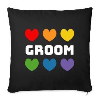 Rainbow Hearts Groom blanc - Housse de coussin décorative 45 x 45 cm - noir - Devant