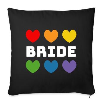 Regenbogenherzchen Bride weiss - Sofakissenbezug 45 x 45 cm - Schwarz - Vorne