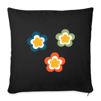 70s Flower Pattern Retro Hippie Festival - Sofa pillowcase 17,3'' x 17,3'' (45 x 45 cm) - black - Front