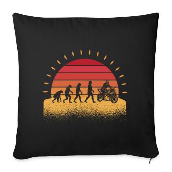 Biker Motorradfahrer Evolution Motorrad - Sofakissenbezug 45 x 45 cm - Schwarz - Vorne
