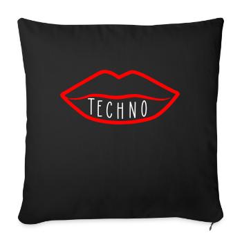 Lèvre de musique techno - Housse de coussin décorative 45 x 45 cm - noir - Devant