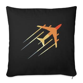 Vintage Airplane Drawing - Sofa pillowcase 17,3'' x 17,3'' (45 x 45 cm) - black - Front