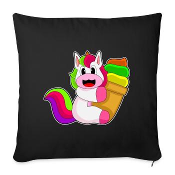 Einhorn Waffeleis - Sofakissenbezug 45 x 45 cm - Schwarz - Vorne