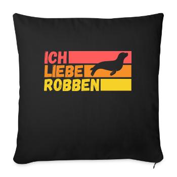 Seehund Seelöwe Robbe - Sofakissenbezug 45 x 45 cm - Schwarz - Vorne