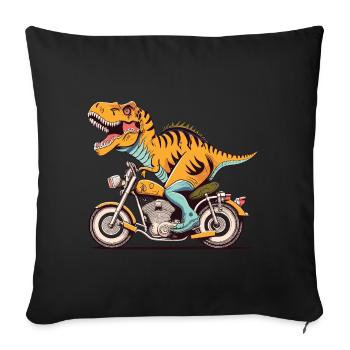 T-Rex conduit une moto - Housse de coussin décorative 45 x 45 cm - noir - Devant