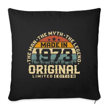 1973 Vintage né homme mythe légende - Housse de coussin décorative 45 x 45 cm - noir - Devant