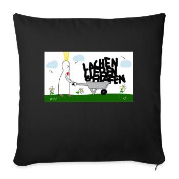 Lachen, lieben, schlafen. - Sofakissenbezug 45 x 45 cm - Schwarz - Vorne