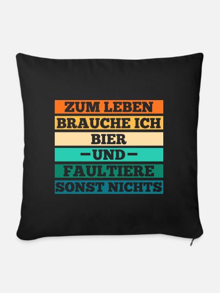 Bier Faultier - Sofakissenbezug 45 x 45 cm - Schwarz