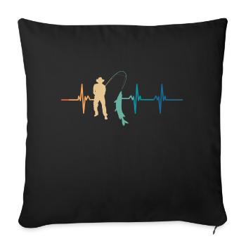 Fisherman's Heartbeat - Sofa pillowcase 17,3'' x 17,3'' (45 x 45 cm) - black - Front