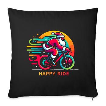 Vibrant Santa Cycling Illustration - Sofa pillowcase 17,3'' x 17,3'' (45 x 45 cm) - black - Front