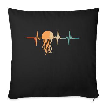 Battement de cœur méduse - Housse de coussin décorative 45 x 45 cm - noir - Devant