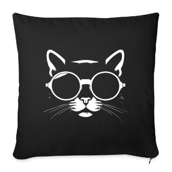 Lustige Katze mit Sonnenbrille Kätzchen Sonnenbrille Katzen - Sofakissenbezug 45 x 45 cm - Schwarz - Vorne