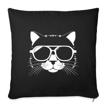 Drôle de chat avec des lunettes de soleil Chaton Sunglas Cats - Housse de coussin décorative 45 x 45 cm - noir - Devant