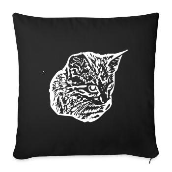 Chat White Silhouette Cadeau Cat Lover - Housse de coussin décorative 45 x 45 cm - noir - Devant
