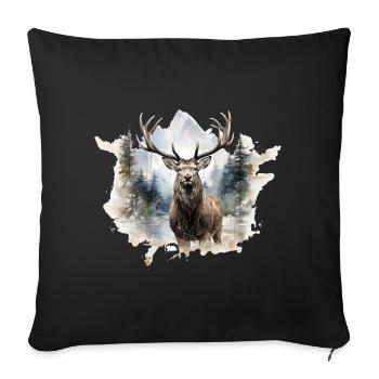 Watercolor deer in the forest - Sofa pillowcase 17,3'' x 17,3'' (45 x 45 cm) - black - Front