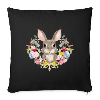 Spring wreath with rabbit as Easter bunny - Sofa pillowcase 17,3'' x 17,3'' (45 x 45 cm) - black - Front