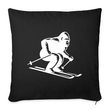 Affe Gorilla Schimpanse Ski Silhouette Design - Sofakissenbezug 45 x 45 cm - Schwarz - Vorne