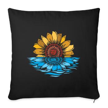 Sunflower, Sea, Sunset, Flowers, Water - Sofa pillowcase 17,3'' x 17,3'' (45 x 45 cm) - black - Front