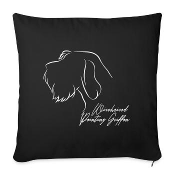 Pointage à poil dur Griffon profil chiens chien de chasse - Housse de coussin décorative 45 x 45 cm - noir - Devant