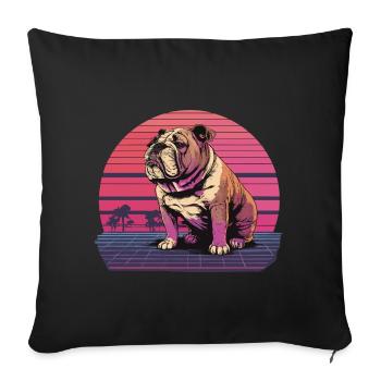 Bouledogue néon rétro - Housse de coussin décorative 45 x 45 cm - noir - Devant