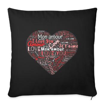 VALENTINE'S DAY. Bachelorette party. I LOVE YOU. I LOVE YOU. LOVE - Sofa pillowcase 17,3'' x 17,3'' (45 x 45 cm) - black - Front