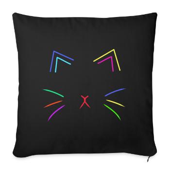 Cat Face Retro 80's Vintage 90's Cat Cats - Sofa pillowcase 17,3'' x 17,3'' (45 x 45 cm) - black - Front