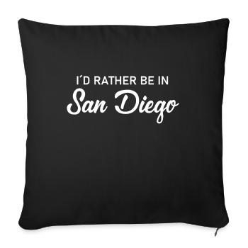 I ́d rather be in San Diego - California - America - Sofa pillowcase 17,3'' x 17,3'' (45 x 45 cm) - black - Front
