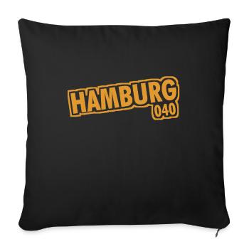 Hambourg - 040 - Ville hanséatique - Alster - Elbe - Housse de coussin décorative 45 x 45 cm - noir - Devant