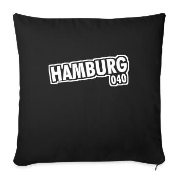 Hamburg - 040 - Hansestadt - Alster - Elbe - Sofakissenbezug 45 x 45 cm - Schwarz - Vorne