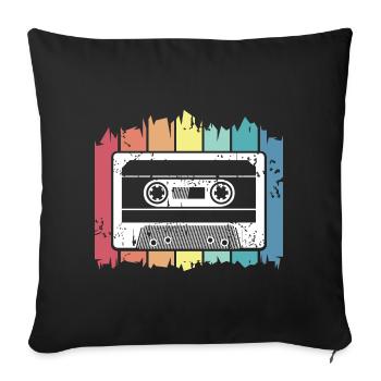 Cassette musique rétro enregistre des couleurs vintage logo - Housse de coussin décorative 45 x 45 cm - noir - Devant