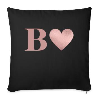 Letter b heart rose gold - Sofa pillowcase 17,3'' x 17,3'' (45 x 45 cm) - black - Front