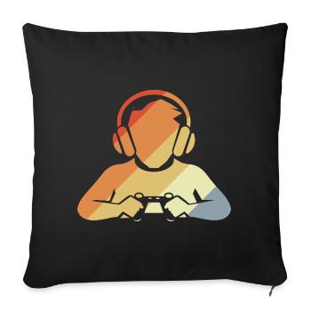 Gamer Retro Look - Sofa pillowcase 17,3'' x 17,3'' (45 x 45 cm) - black - Front