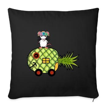 Pineapple Motorhome Holidays Mouse Travel Travel Child - Sofa pillowcase 17,3'' x 17,3'' (45 x 45 cm) - black - Front