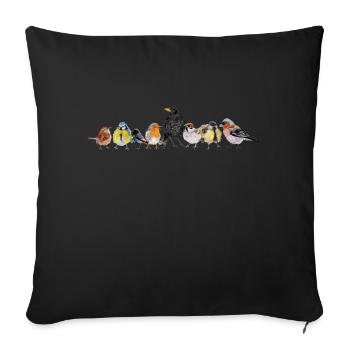 Viele heimische Vögel - Sofakissenbezug 45 x 45 cm - Schwarz - Vorne