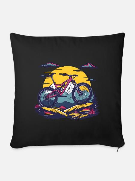 Mountainbiking Porträt - Sofakissenbezug 45 x 45 cm - Schwarz