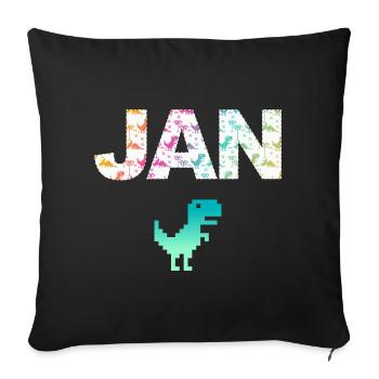 JAN - Beautiful boy name with dinosaur - Sofa pillowcase 17,3'' x 17,3'' (45 x 45 cm) - black - Front